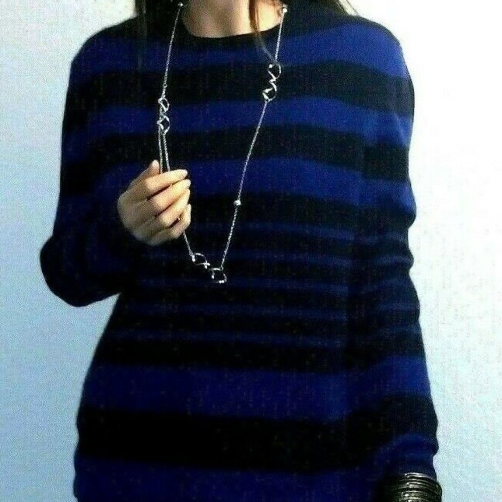 EQUIPMENT FEMME 100% CASHMERE SWEATER REI CREW NECK NAVY/ROYAL BLUE NWT!